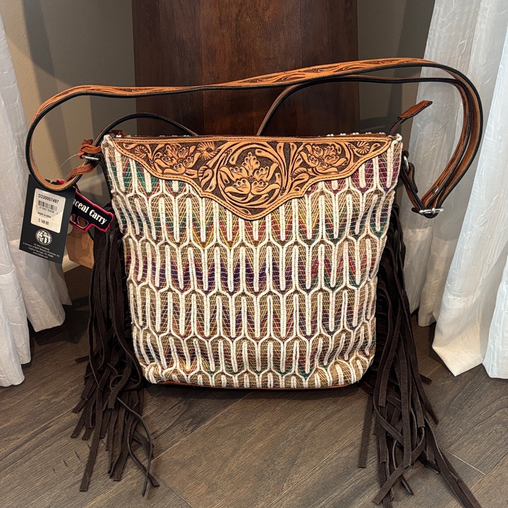 Angel Ranch Conceal Carry Genuine leather & textile,adjust strap,suede fringe